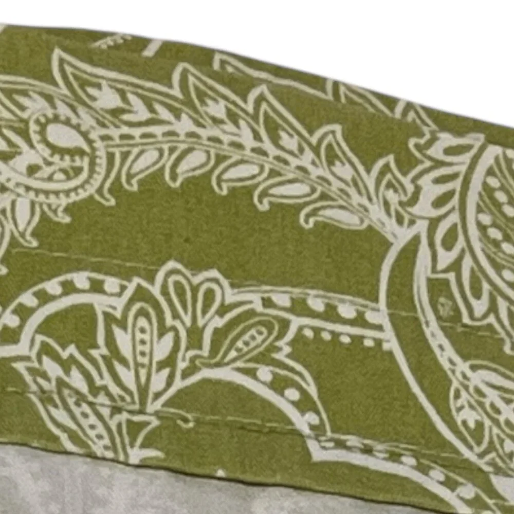 Ridgefield Home 100% Cotton Curtain Panels – Green & White Paisley Print – 80” x